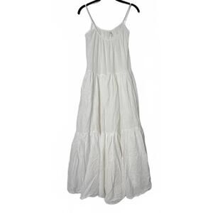 9seed Provence Tiered Maxi Dress White Crinkle Gauze Resortwear Coverup‎ Size S